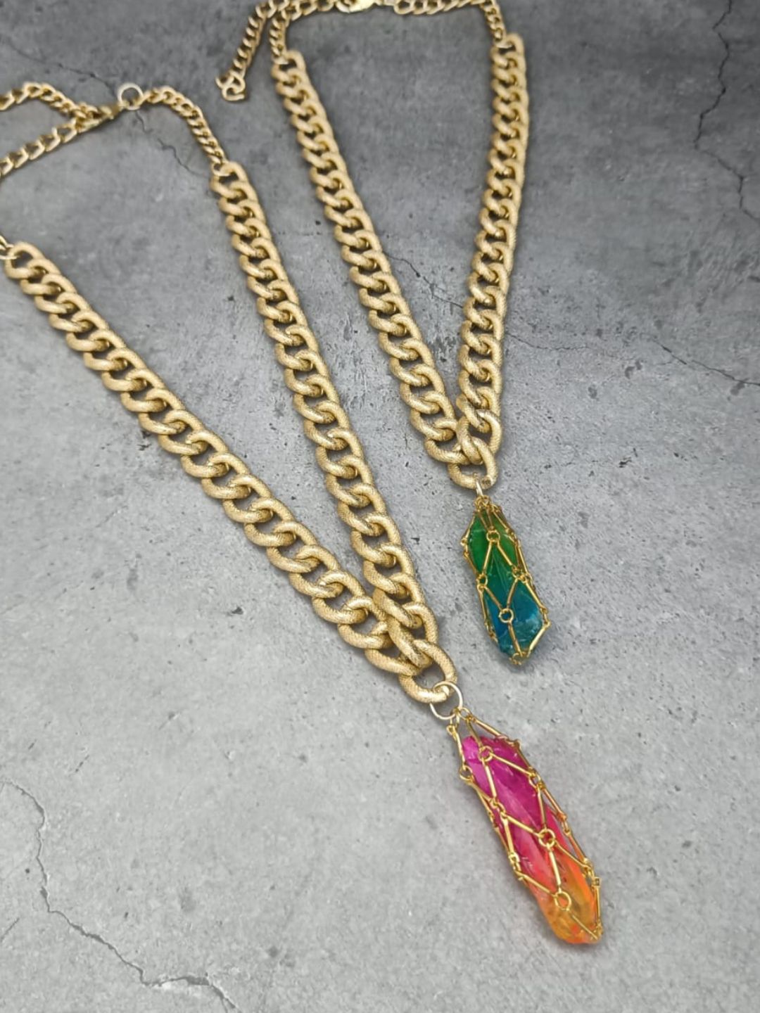 Ishhaara Multicolored Stone Studded Pendant Necklace