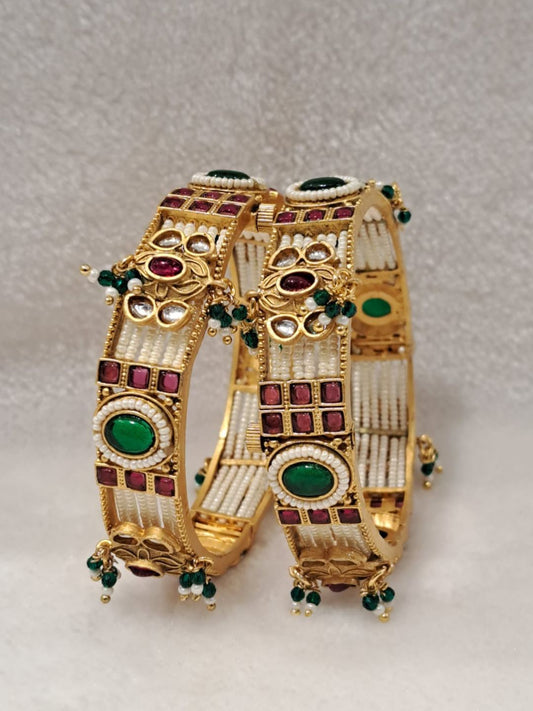 Ishhaara Multicolored Stone Temple Bangles