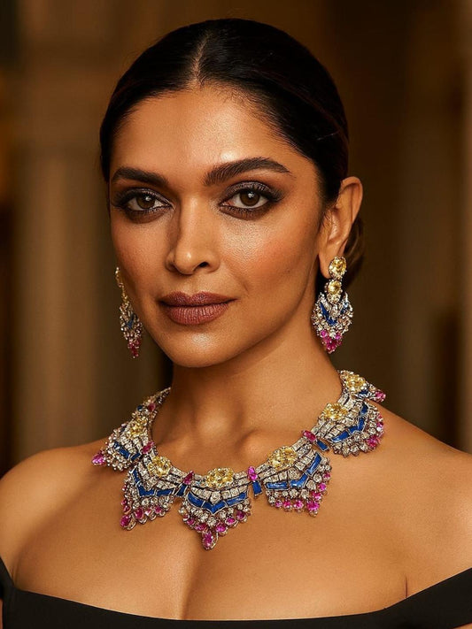 Ishhaara Multicolored Zircon Stone Studded Choker Necklace
