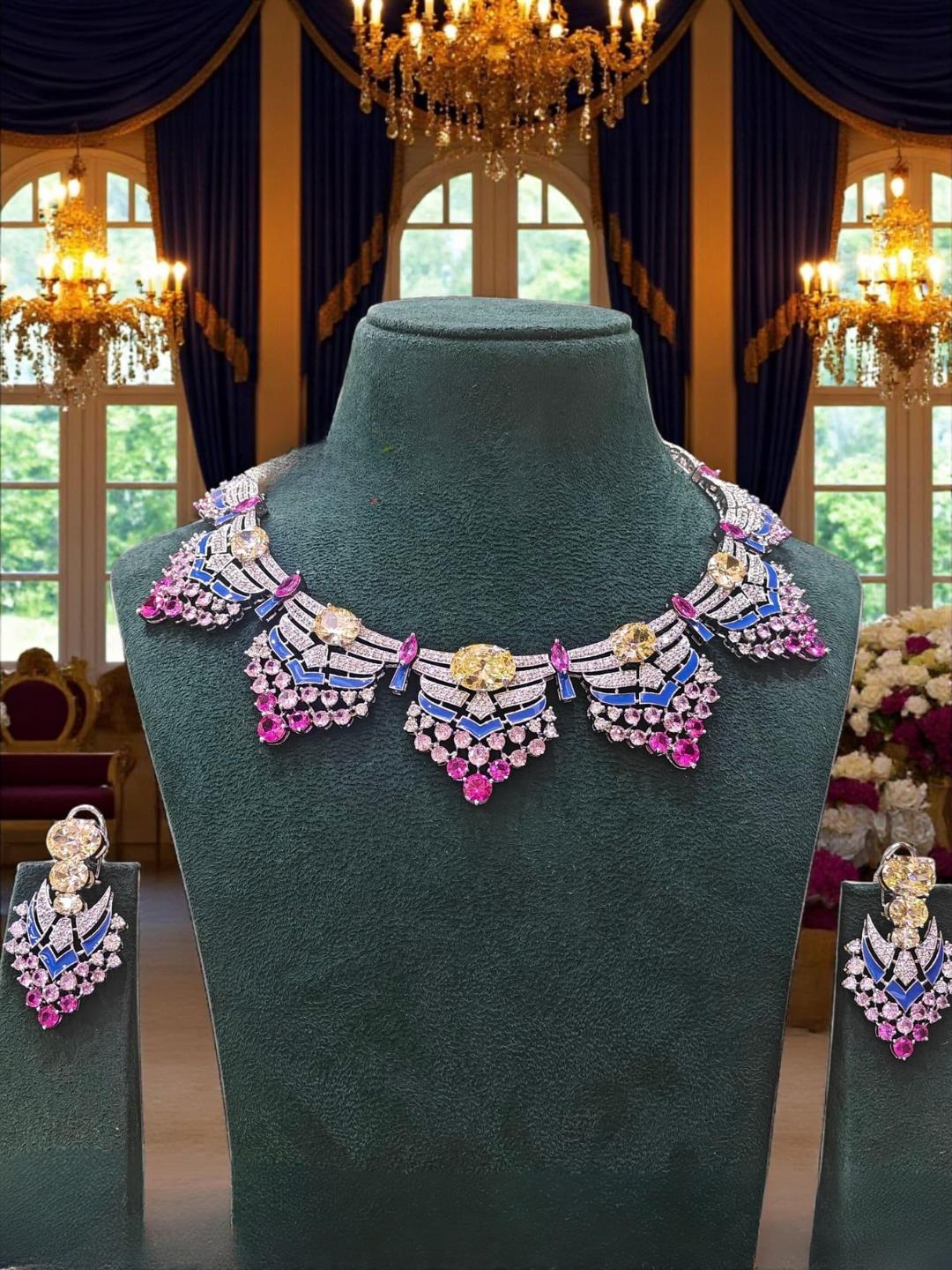 Ishhaara Multicolored Zircon Stone Studded Choker Necklace