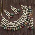 Ishhaara Multicolour Abstract Kundan Choker Necklace Set With Precious Beads