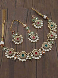 Ishhaara Antique Kundan Design Necklace Earring And Teeka Set