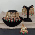Ishhaara Multicolour Bridal Square Kundan Choker Earring And Teeka Set