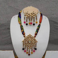 Ishhaara Multicolour Diamond Kundan Pendant Necklace And Earring Set