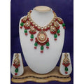 Ishhaara Multicolour Drop Meena Pendant Kundan Necklace And Earring Set