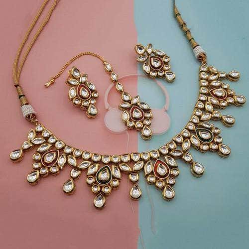 Ishhaara Multicolour Drop Meena Simple Necklace Set