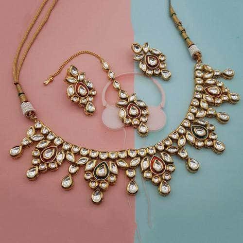 Ishhaara Drop Meena Simple Necklace Set