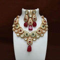 Ishhaara Multicolour Drop Stone Cut Work Necklace And Earring Set
