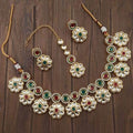 Ishhaara Multicolour Flower Motif Kundan Ad Necklace Set