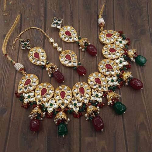 Ishhaara Multicolour Invert Drop Jumki Necklace Set
