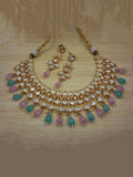 Ishhaara Multicolour Monalisa Stone Choker Necklace Set