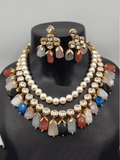 Ishhaara Multicolour Moti Kundan Beads Necklace Set