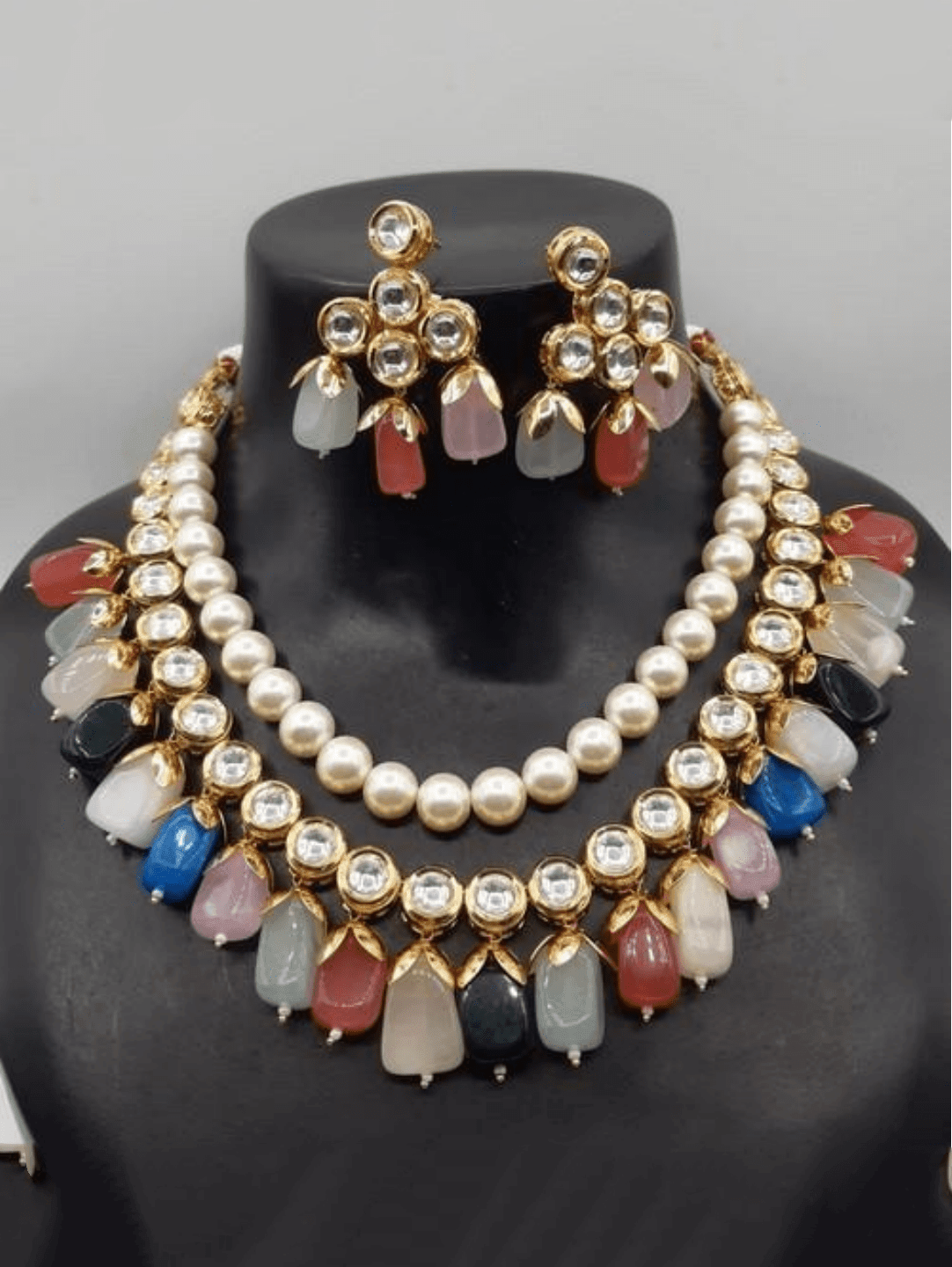Ishhaara Moti Kundan Beads Necklace Set