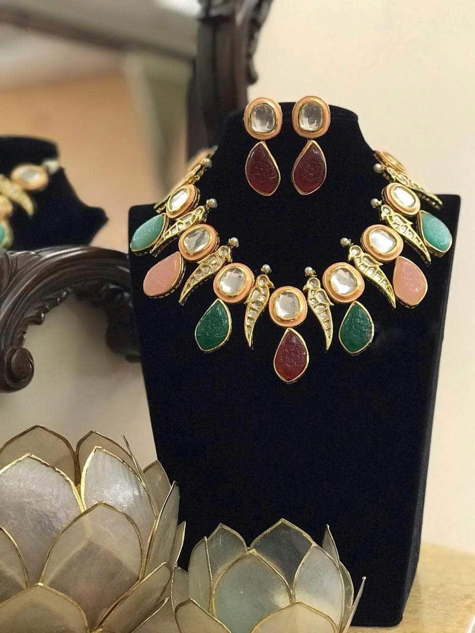 Ishhaara Parrot Motif Kundan Necklace