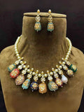 Ishhaara Multicolour Pearl Split Multi Stone Necklace
