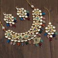Ishhaara Multicolour Round Kundan Studded Outline Necklace Set