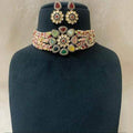 Ishhaara Multicolour Small Pearls Choker And Earring Set
