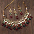 Ishhaara Multicolour Star Antique Kundan Necklace Set