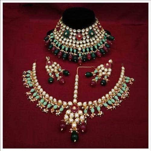 Ishhaara Stone Semi Bridal Necklace Set