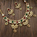 Ishhaara Multicolour Triple Chand AD Kundan Necklace Set
