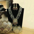 Ishhaara Multicolour Victorian Pendant Long Necklace And Earring Set