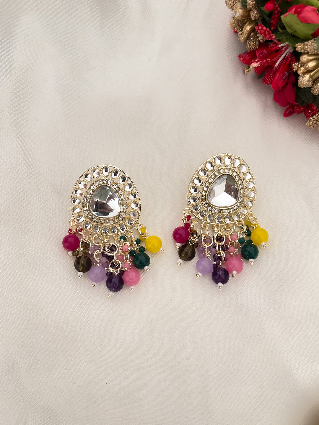 Ishhaara Multicoloured Chandelier Earrings