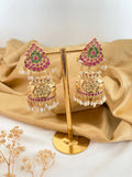 Ishhaara Multicoloured Kundan Jhumka With White Pearl Setting