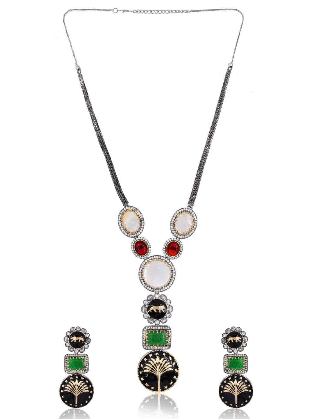 Ishhaara Multicoloured Stonework Design Jewellery Set