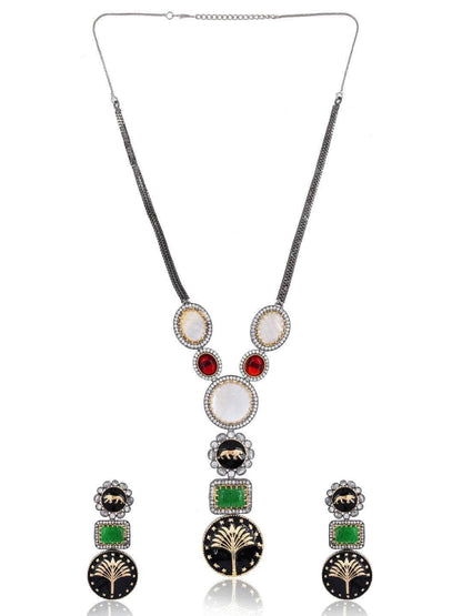 Ishhaara Multicoloured Stonework Design Jewellery Set