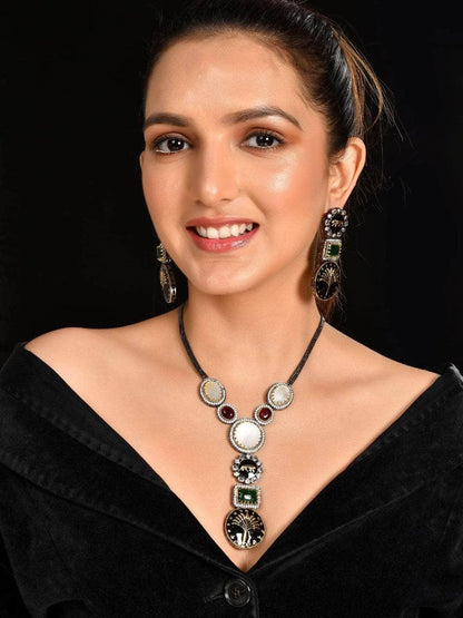 Ishhaara Multicoloured Stonework Design Jewellery Set