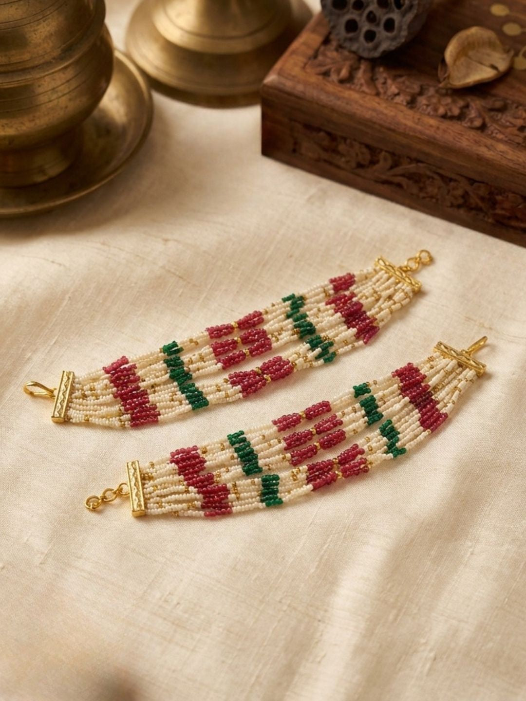 Ishhaara Multilayered Beaded Earchain