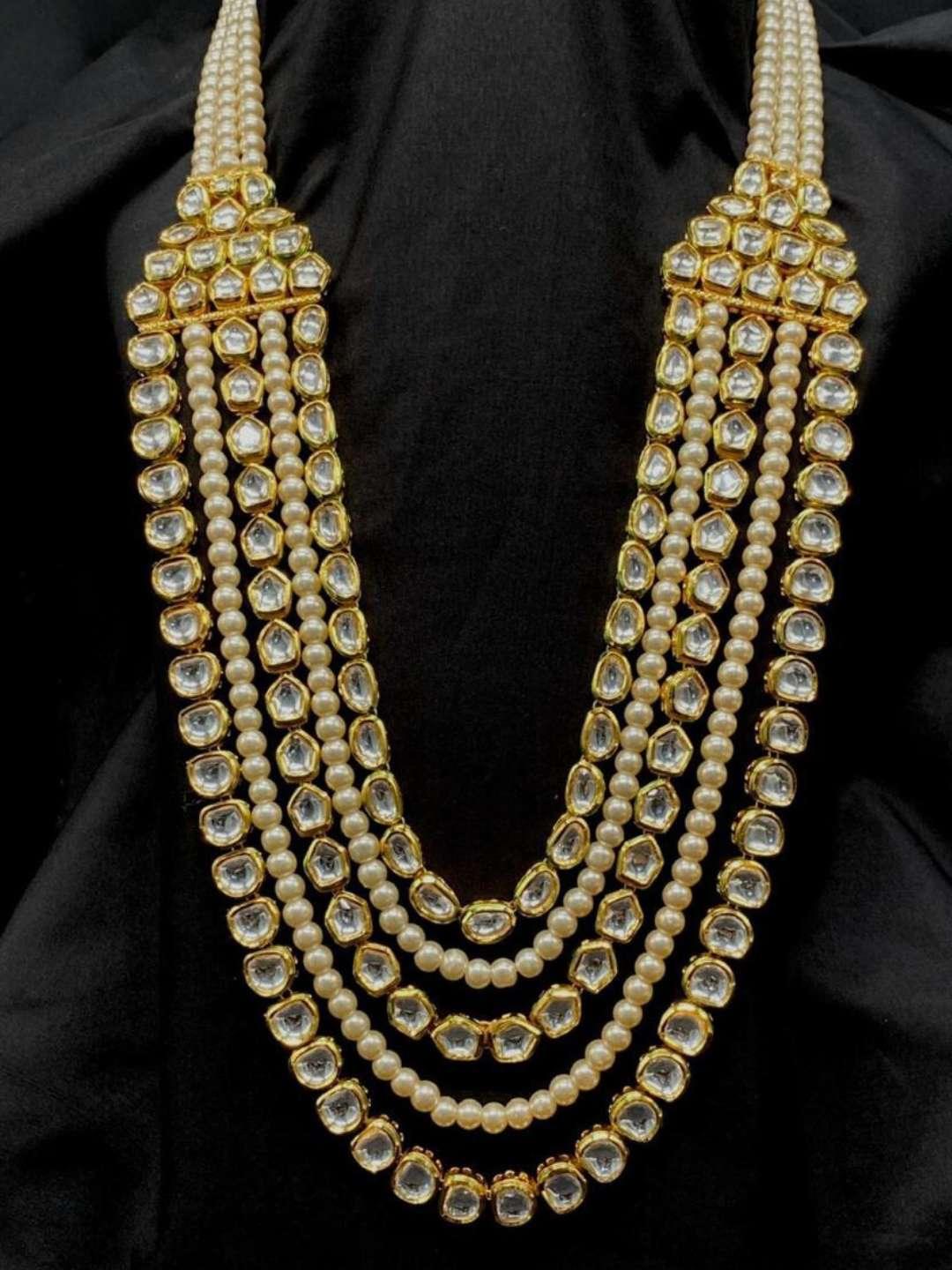 Ishhaara Multilayered Kundan And Pearl Studded Heavy Groom Necklace