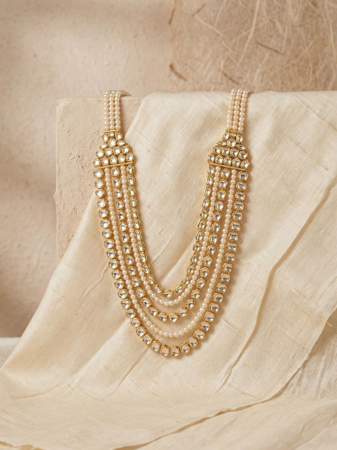 Ishhaara Multilayered Kundan And Pearl Studded Heavy Groom Necklace