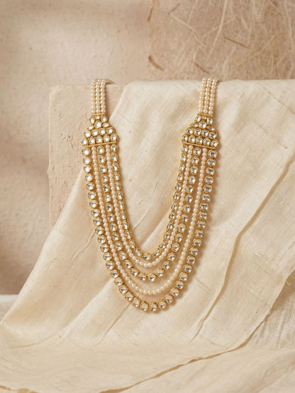 Ishhaara Multilayered Kundan And Pearl Studded Heavy Groom Necklace