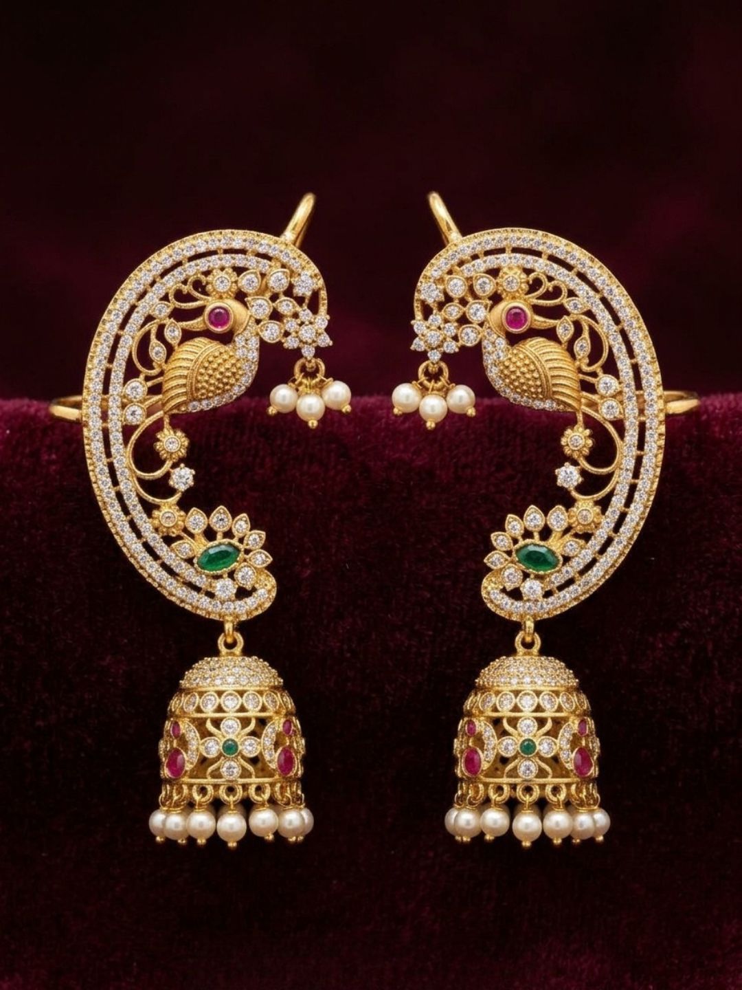 Ishhaara Multistone Parrot Pearl Earcuff