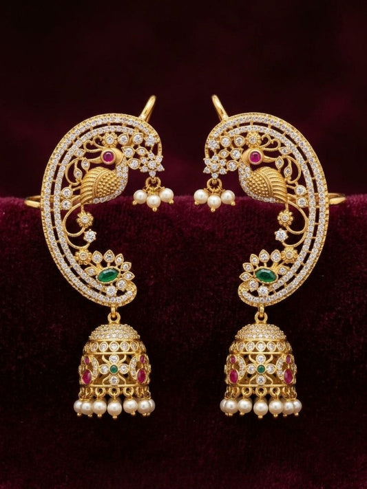 Ishhaara Multistone Parrot Pearl Earcuff