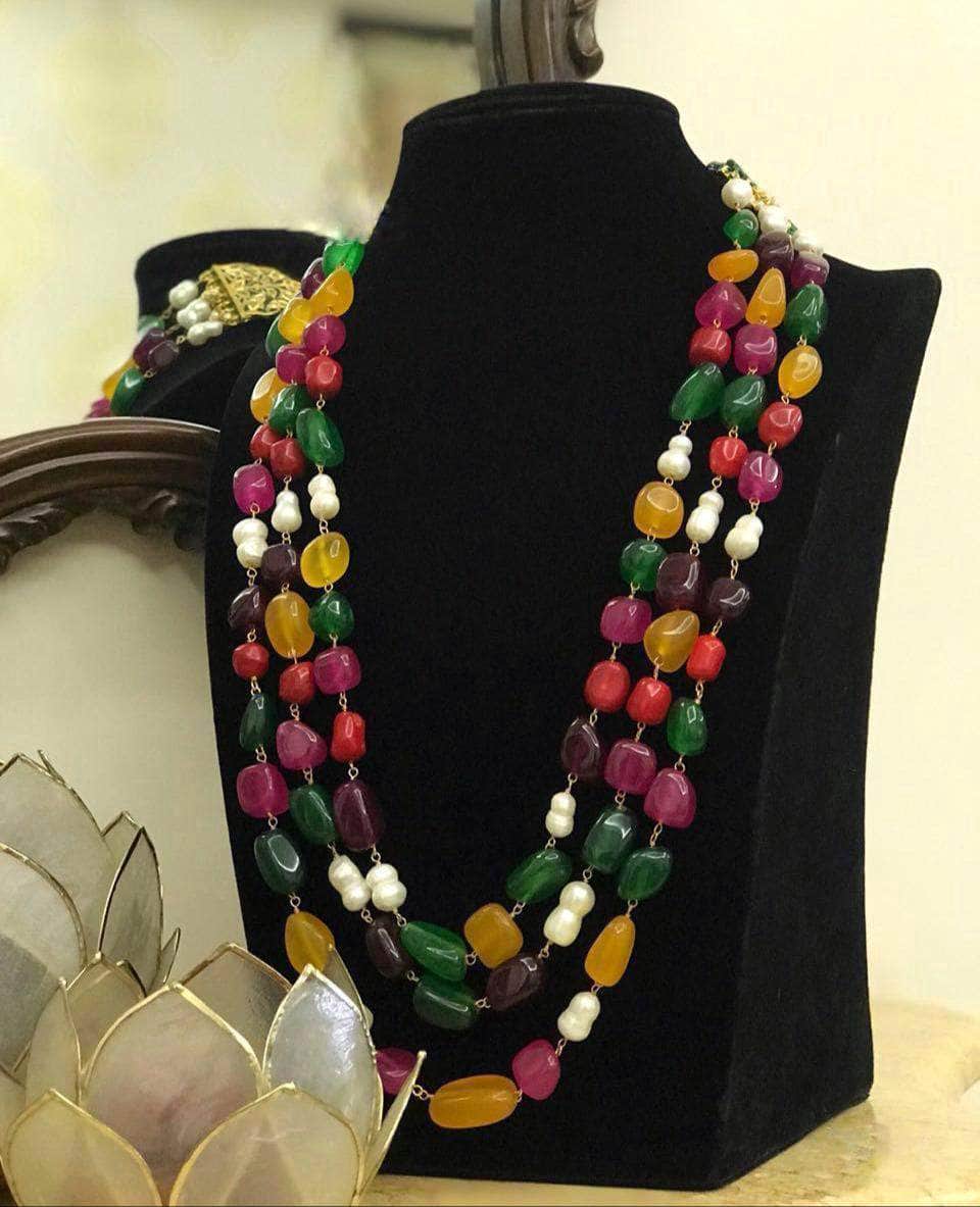 Ishhaara Mutli Color Precious Stone Necklace