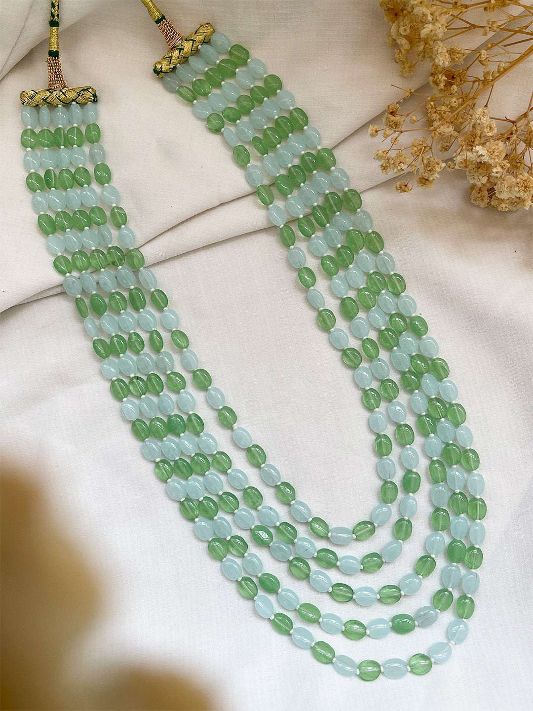 Ishhaara Natural Green Aquamarine Beads Necklace