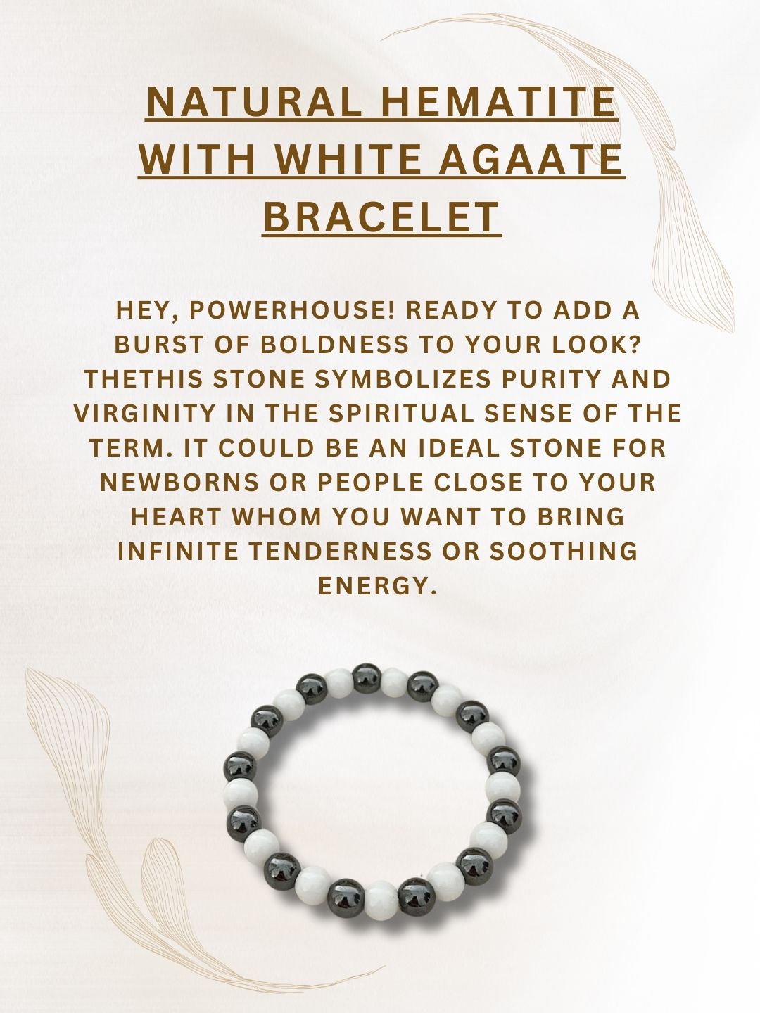 Ishhaara Natural Hematite With White Agaate Bracelet