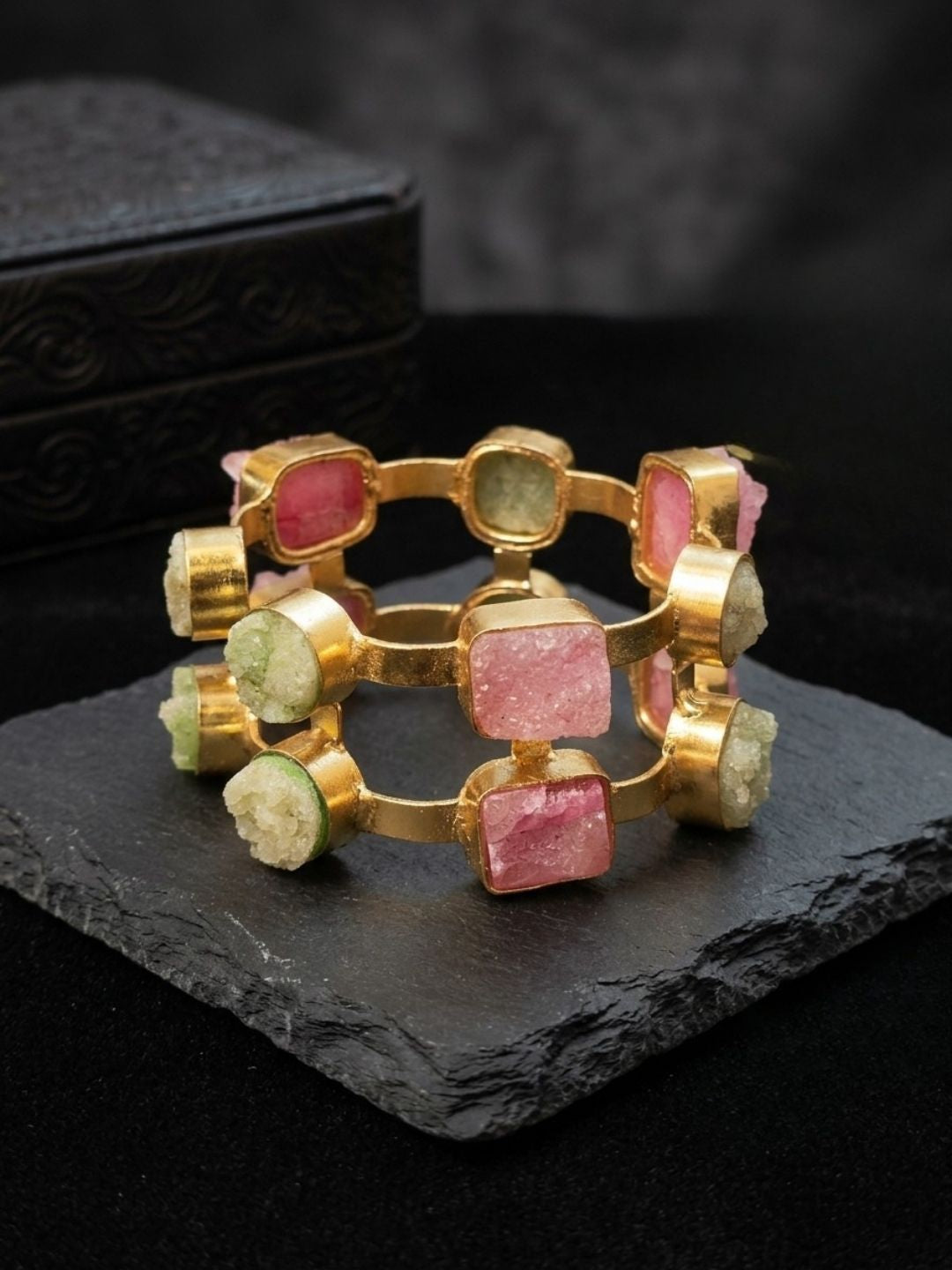 Ishhaara Natural Raw Tourmaline Cuff