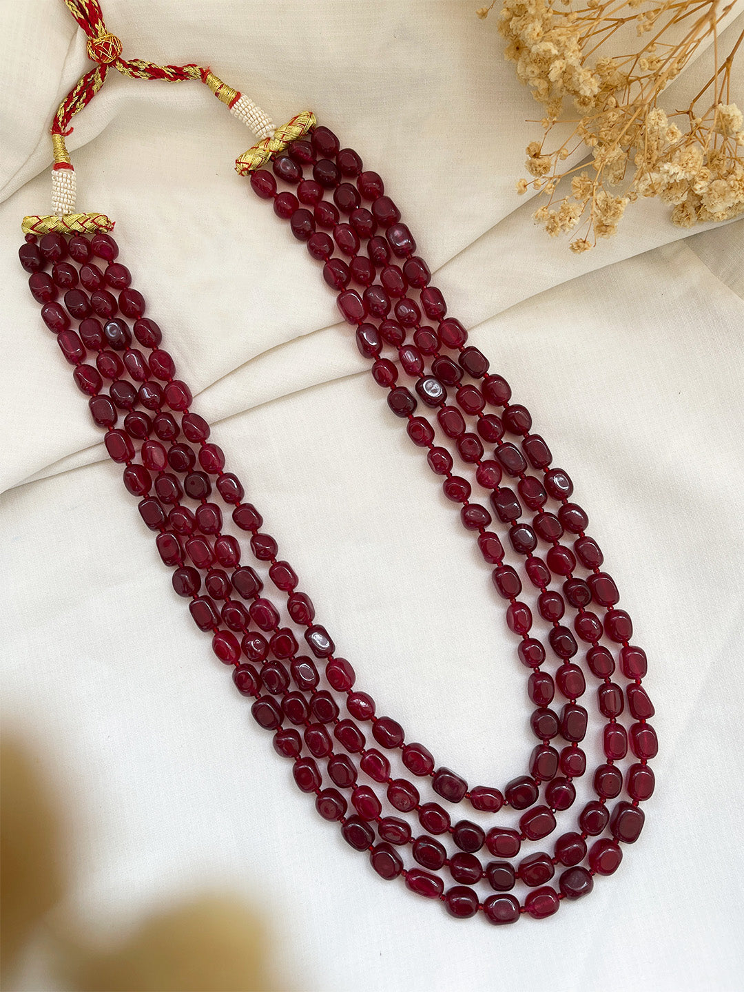 Ishhaara Natural Ruby Beads Necklace