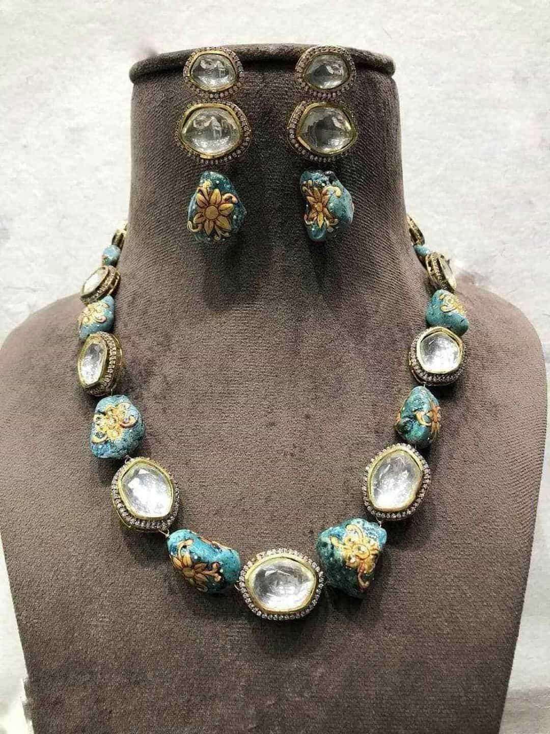 Ishhaara Natural Stone Polki Necklace