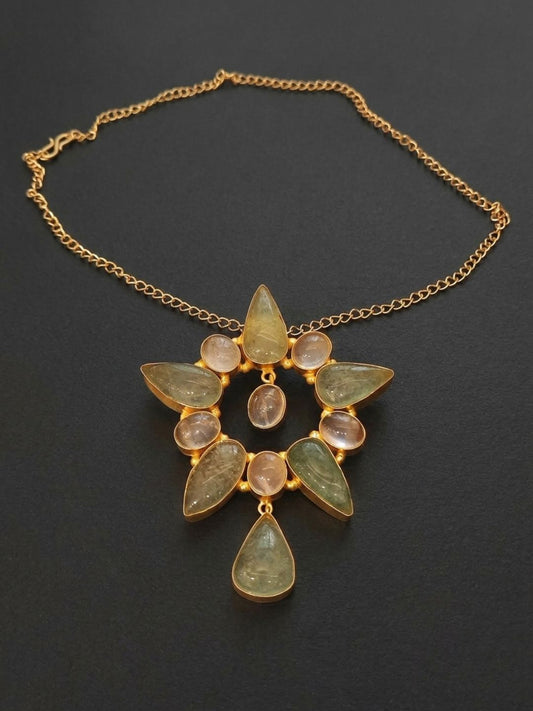 Ishhaara Natural Stone Studded Pendant Necklace