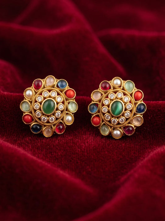 Ishhaara Navarathna Stones Design Earrings