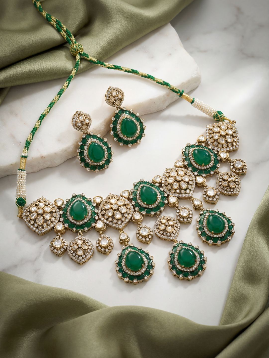 Ishhaara Navratan Polki Necklace Set