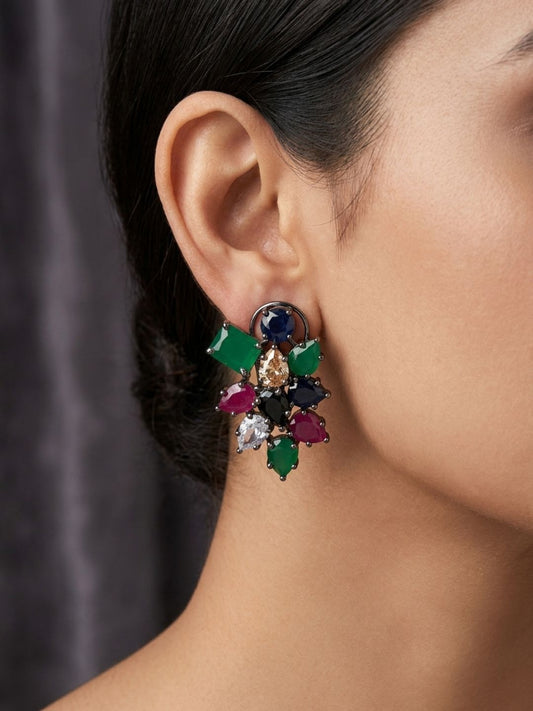 Ishhaara Navratan Premium Stone Studs