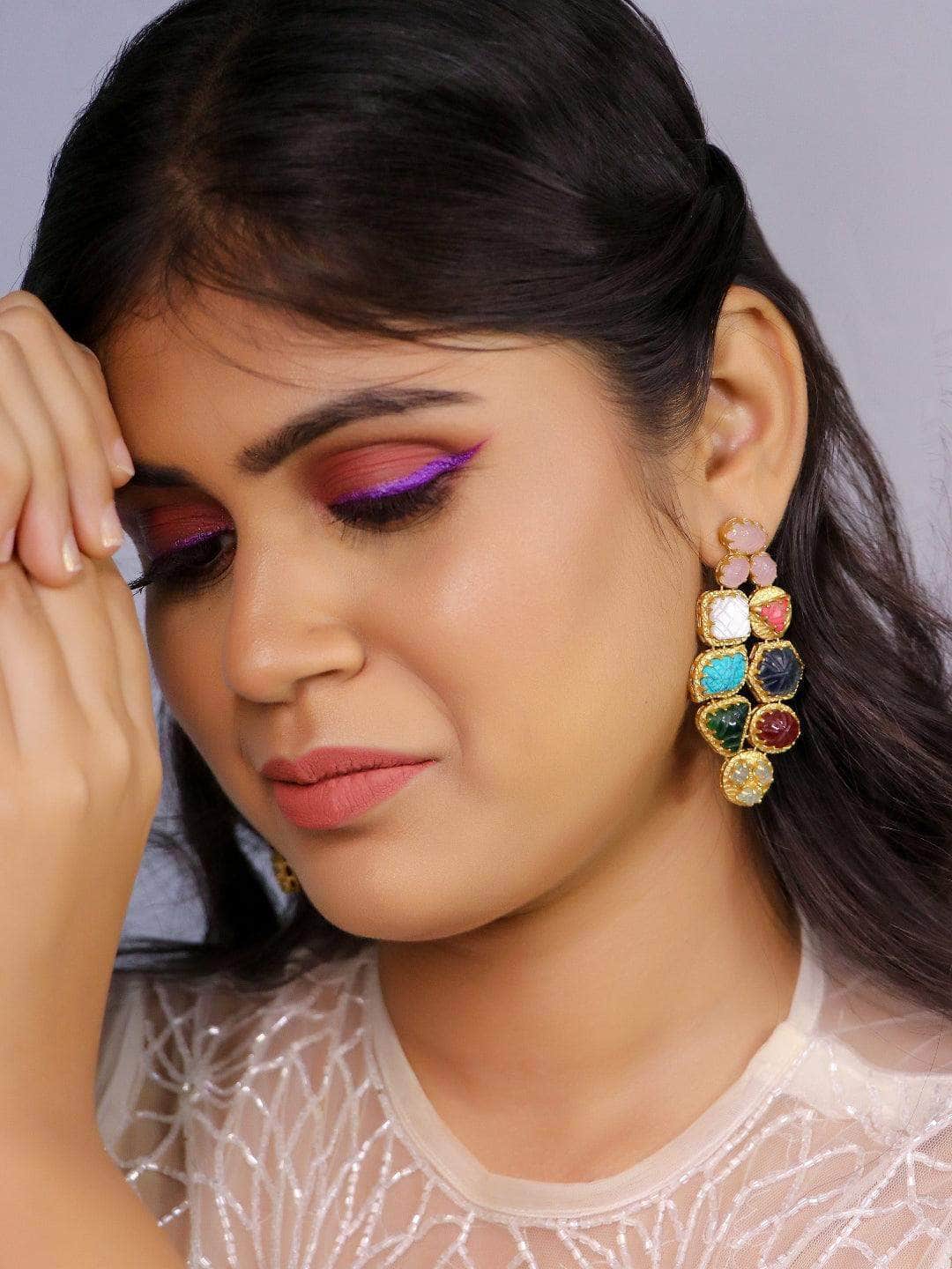 Ishhaara Navratna Cocktail Earrings