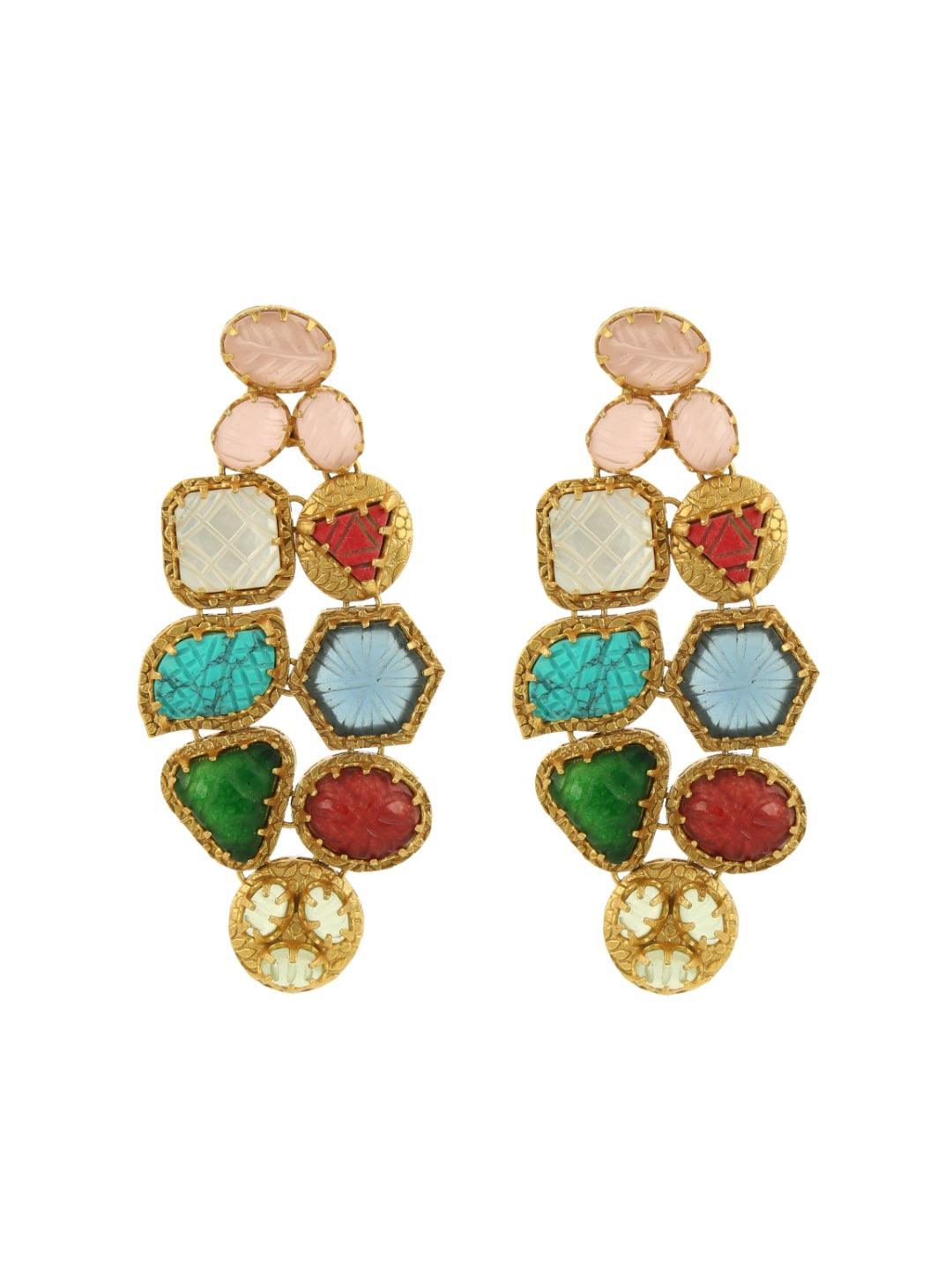 Ishhaara Navratna Cocktail Earrings