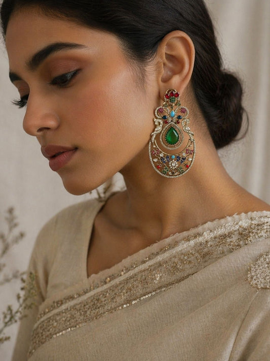 Ishhaara Navratna Drop Earrings