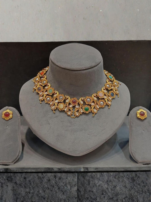 Ishhaara Navratna Polki Necklace